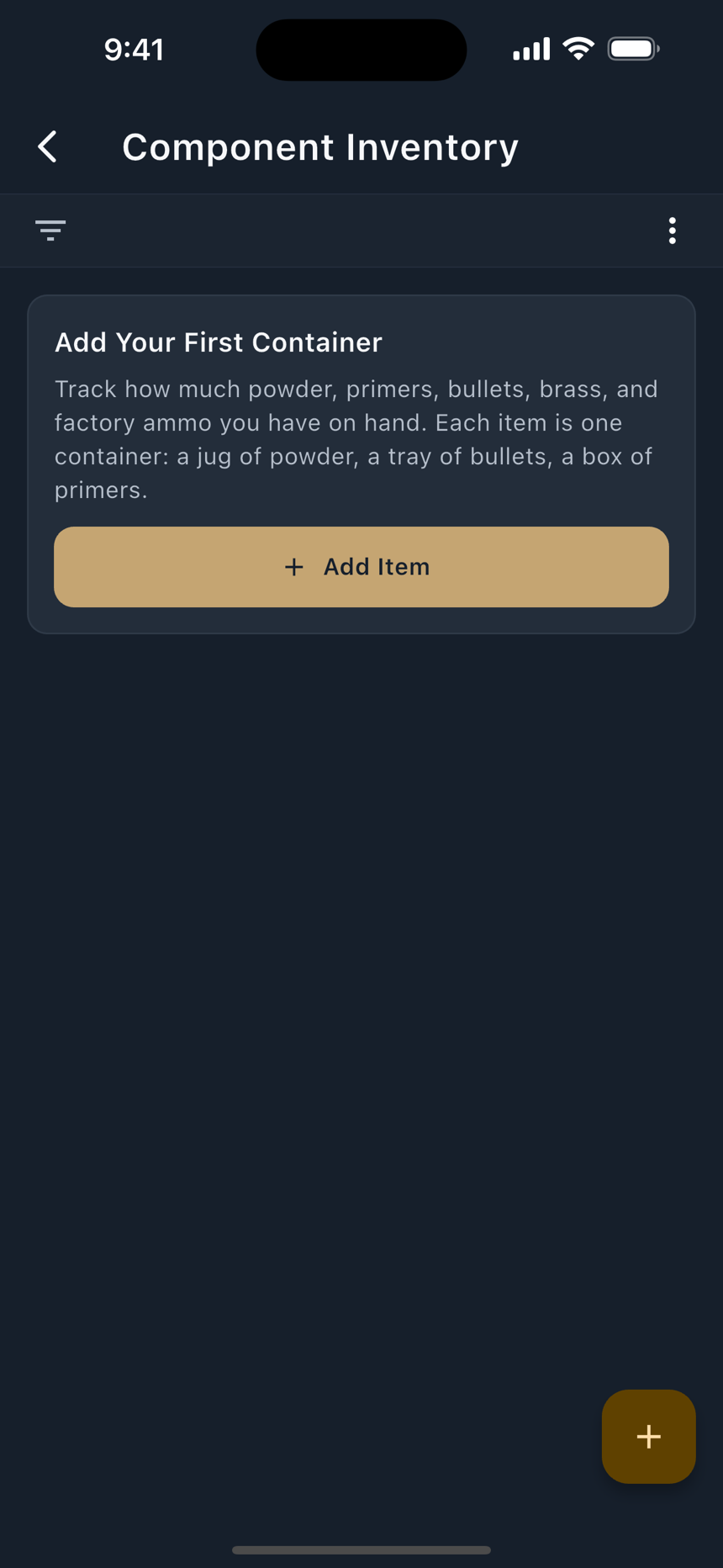 The inventory list, and one item's form.