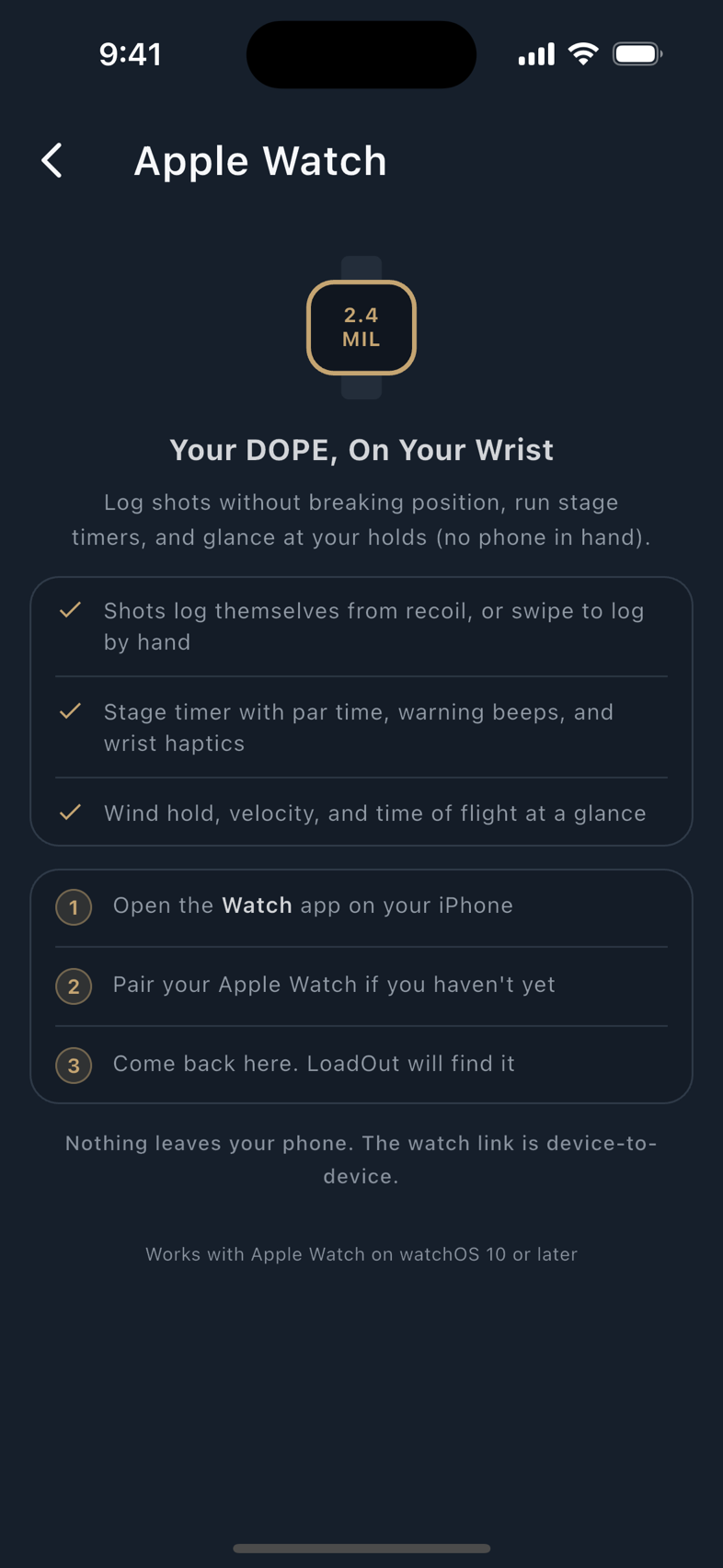 The Apple Watch and Garmin pages in Settings, where each watch's behaviour is set.