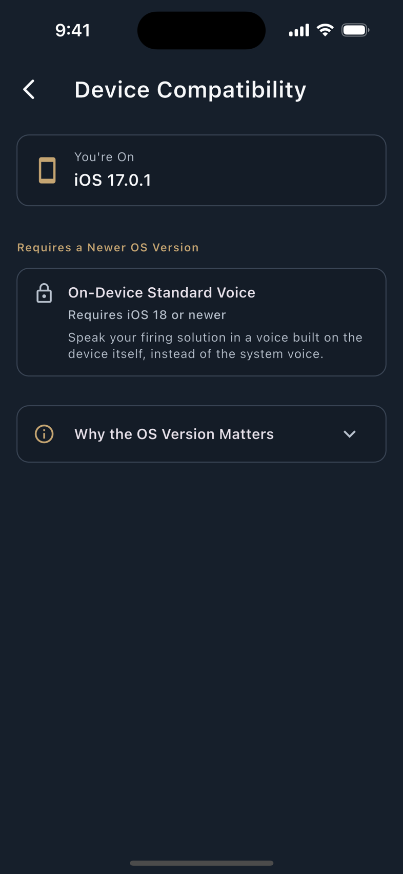 Device Compatibility, which lists only what this device cannot do.