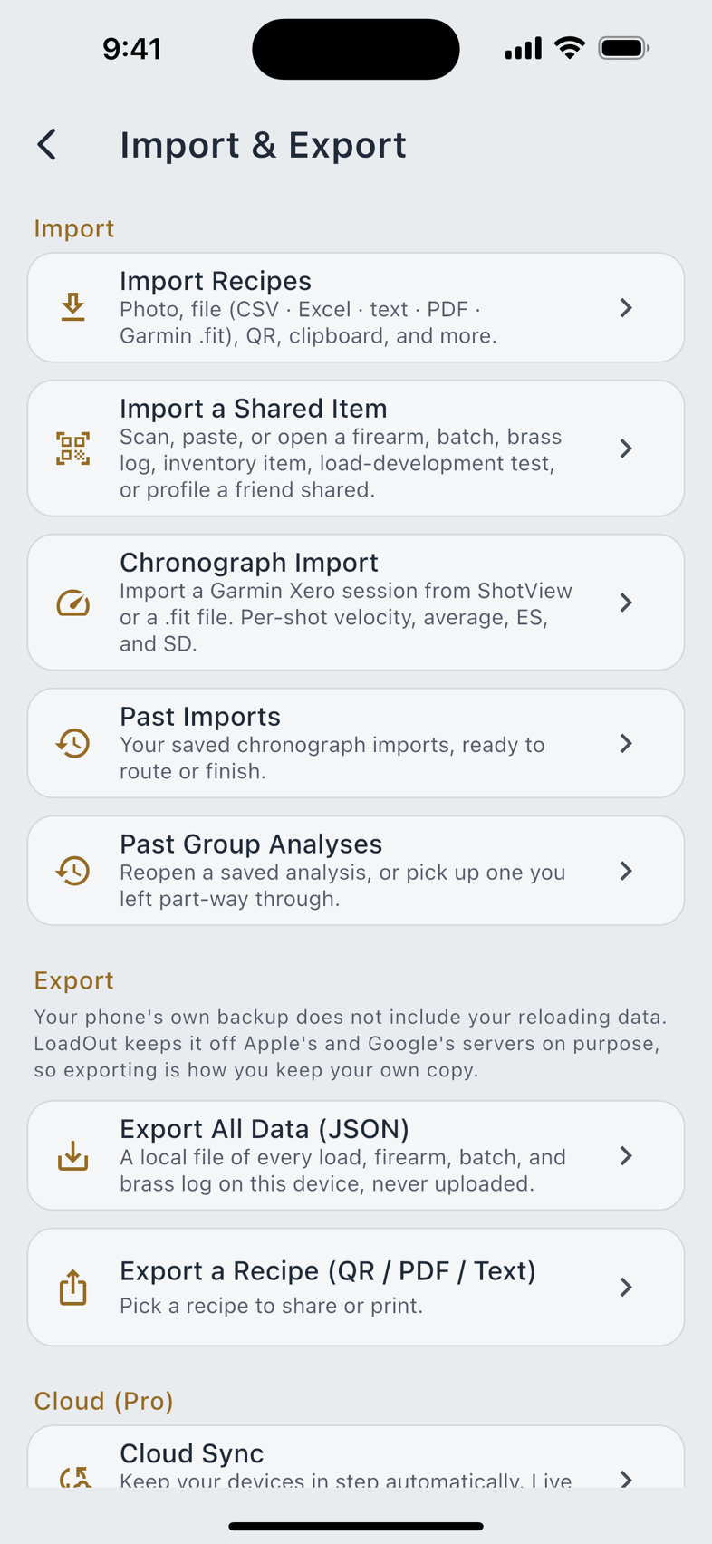 The Import & Export hub.