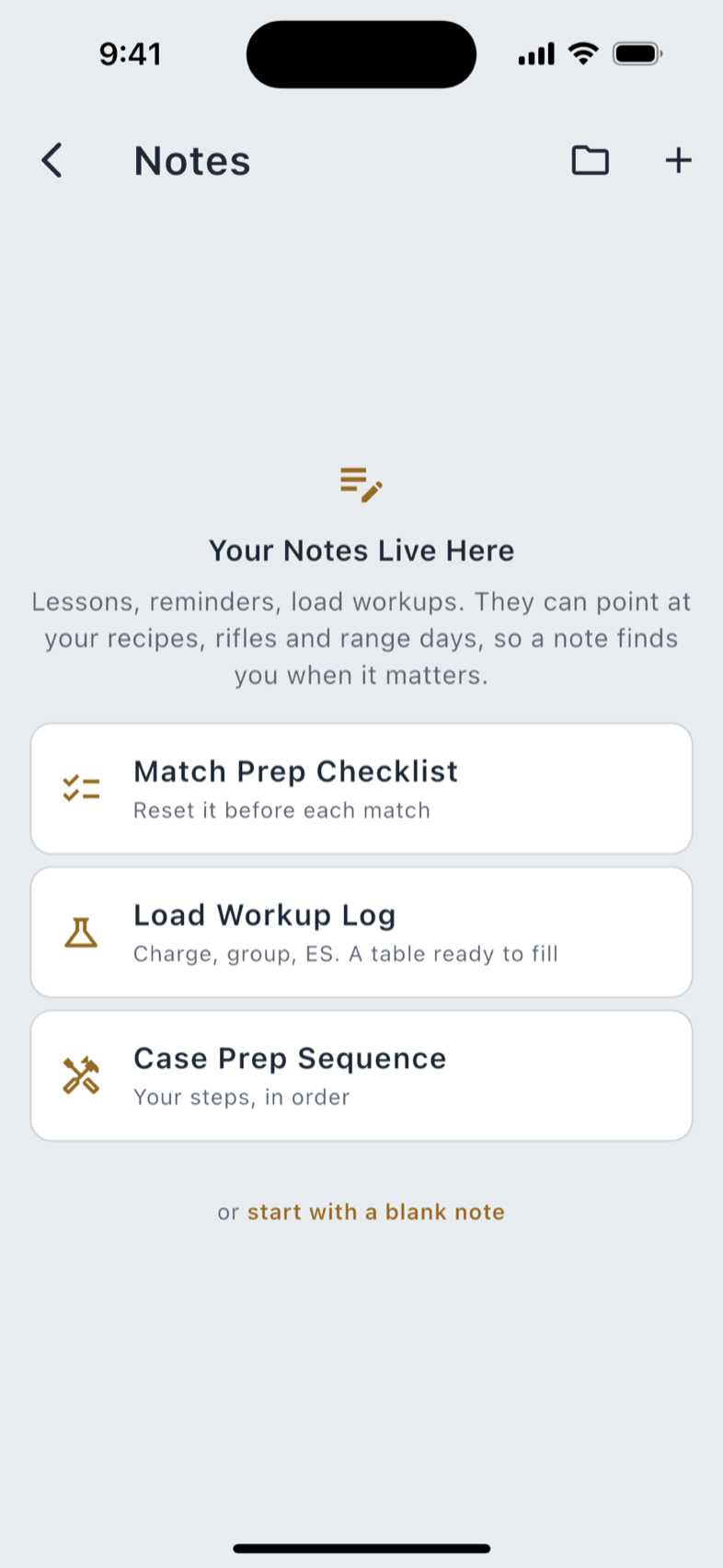 The notes list, with folders, tags and the pinned section.